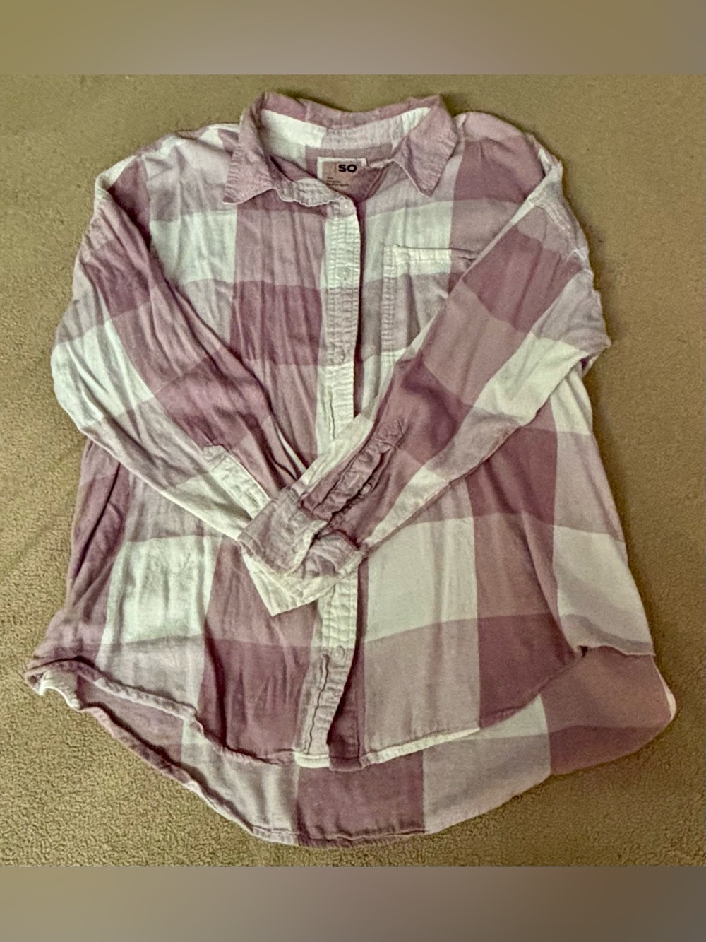 SO Pink & White Plaid Button Down Shirt